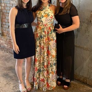 Lulus cream floral print maxi dress - size xs